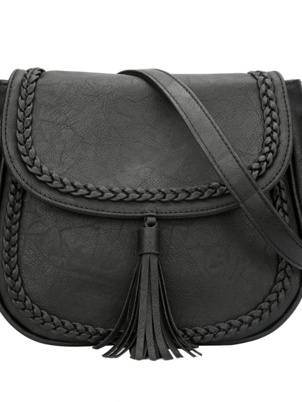 Casual Crossbody Bag for Women, Small Flap Saddle Purses with Tassel